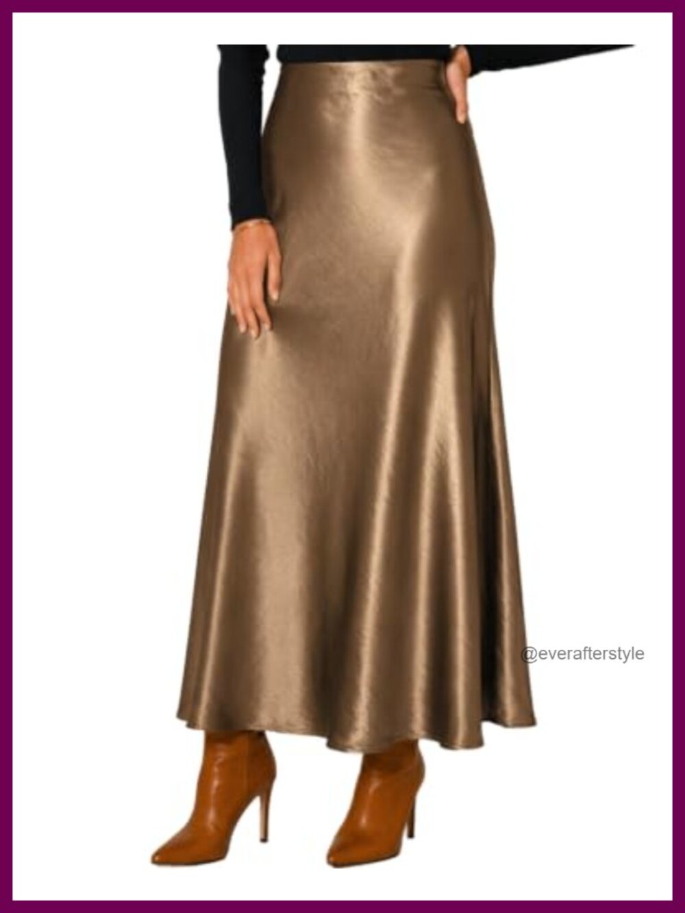 Satin A-Line Maxi Skirt High Waist Long Formal